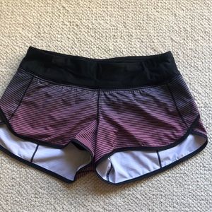 lululemon athletica Black and Purple Striped Women's Running Shorts